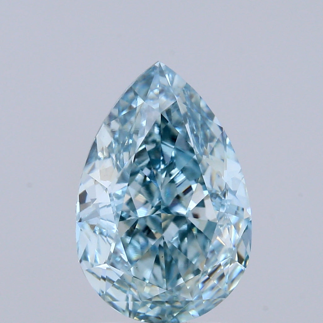2.59ct Pear FANCY VIVID GREENISH BLUE VS1 Lab Created Diamond