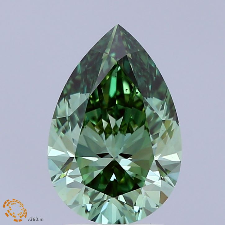 2.01ct Pear FANCY VIVID GREEN VS2 Lab Created Diamond