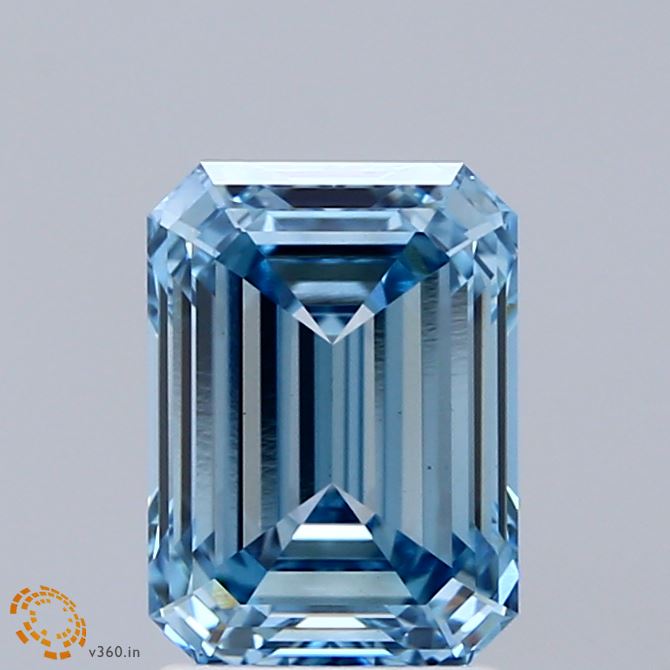 2.02ct Emerald FANCY VIVID BLUE VVS2 Lab Created Diamond