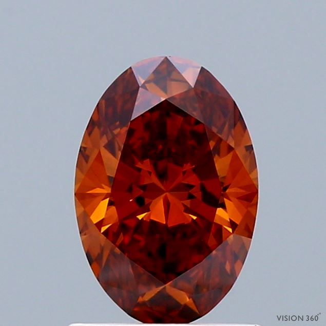 1.02ct Oval FANCY INTENSE BROWNISH ORANGE VVS2 Lab Created Diamond