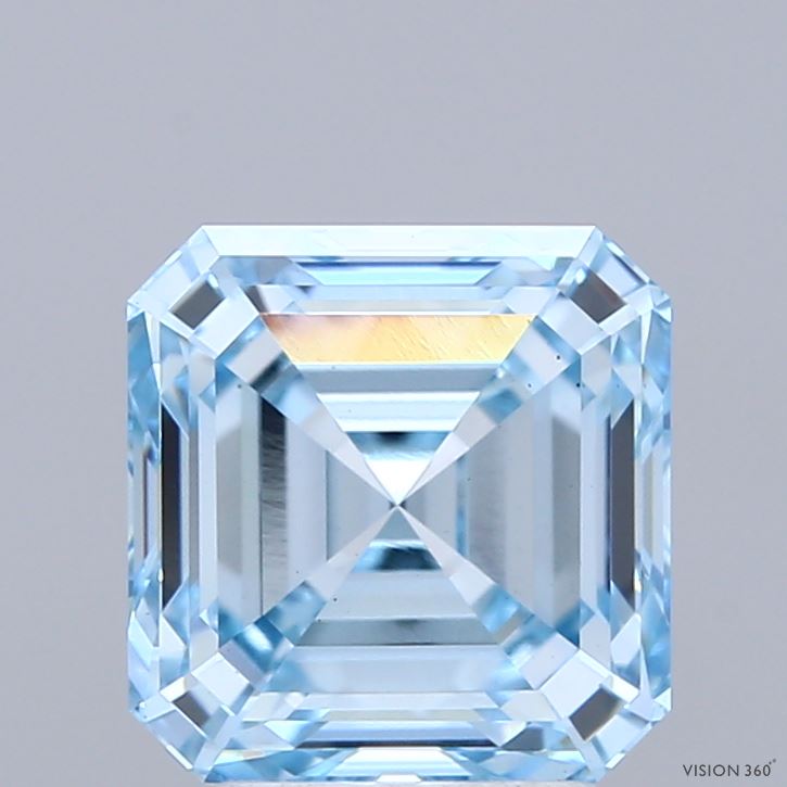 3.24ct Asscher FANCY INTENSE BLUE VS1 Lab Created Diamond