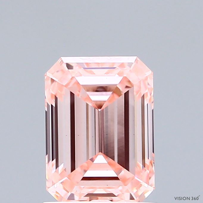 1.56ct Emerald FANCY VIVID PINK VS1 Lab Created Diamond