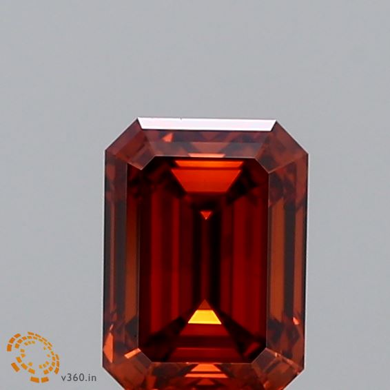 0.9ct Emerald FANCY ORANGE VVS2 Lab Created Diamond