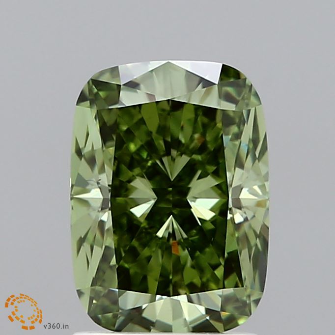1.99ct Cushion FANCY VIVID GREEN VS1 Lab Created Diamond