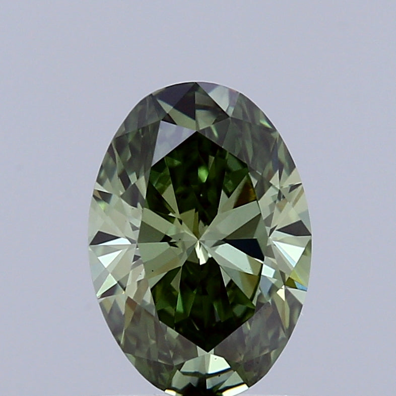 1.01ct Oval FANCY VIVID GREEN VS1 Lab Created Diamond