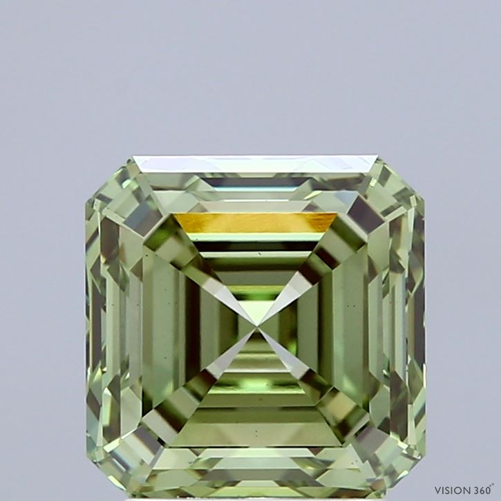 3.04ct Asscher FANCY VIVID GREEN VS1 Lab Created Diamond
