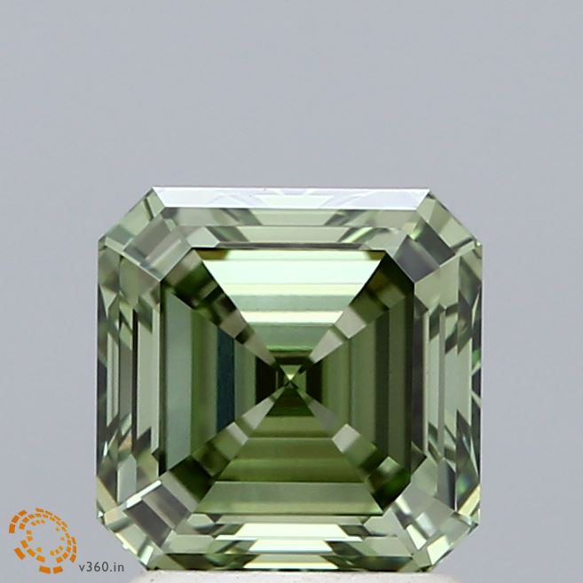 1.87ct Asscher FANCY VIVID GREEN VVS2 Lab Created Diamond