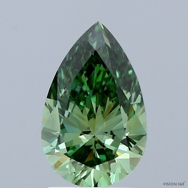 1.51ct Pear FANCY VIVID GREEN VS1 Lab Created Diamond