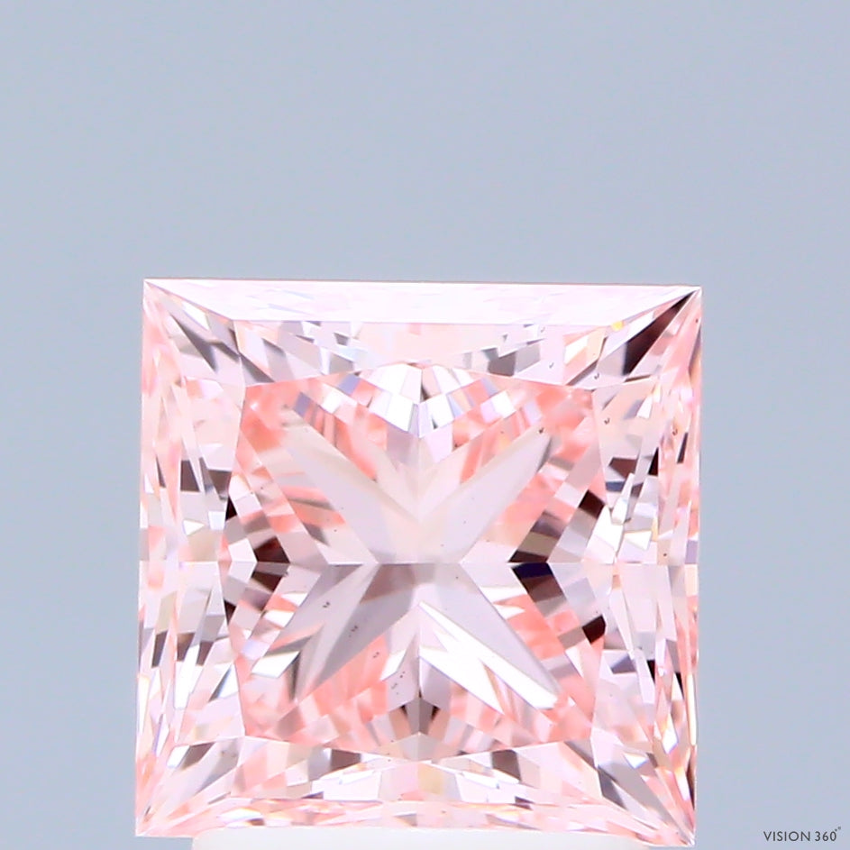 2.63ct Princess FANCY INTENSE PINK VS2 Lab Created Diamond