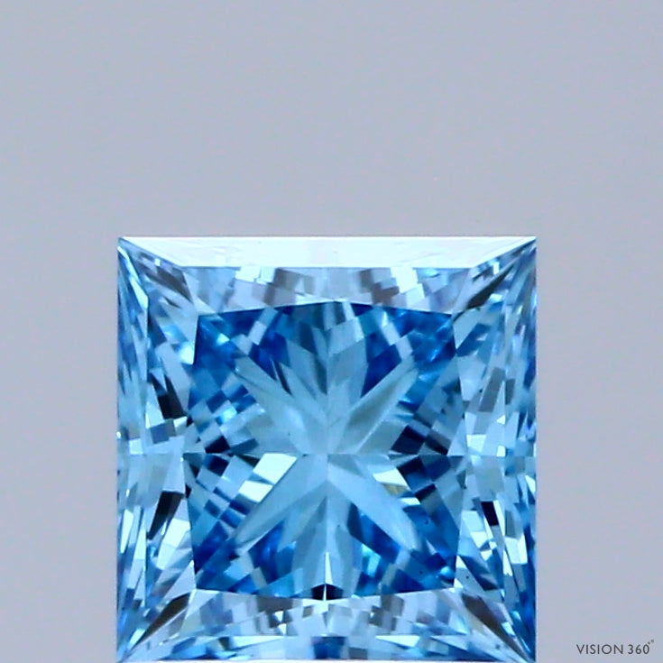 1.1ct Princess FANCY VIVID BLUE VS1 Lab Created Diamond
