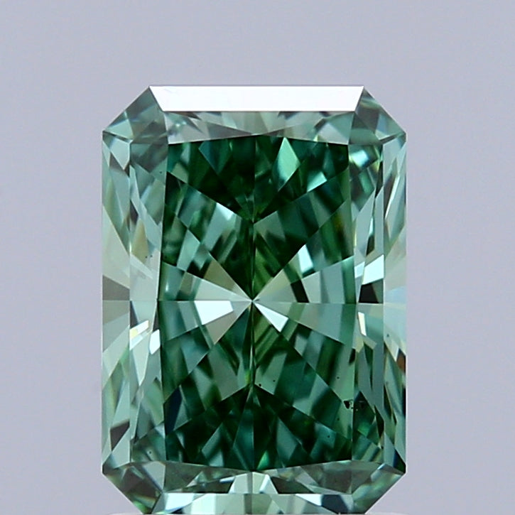 1.31ct Radiant FANCY VIVID GREEN VS2 Lab Created Diamond