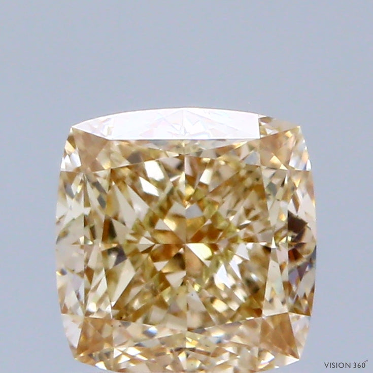 1.58ct Cushion LIGHT BROWNISH YELLOW VS1 Lab Created Diamond