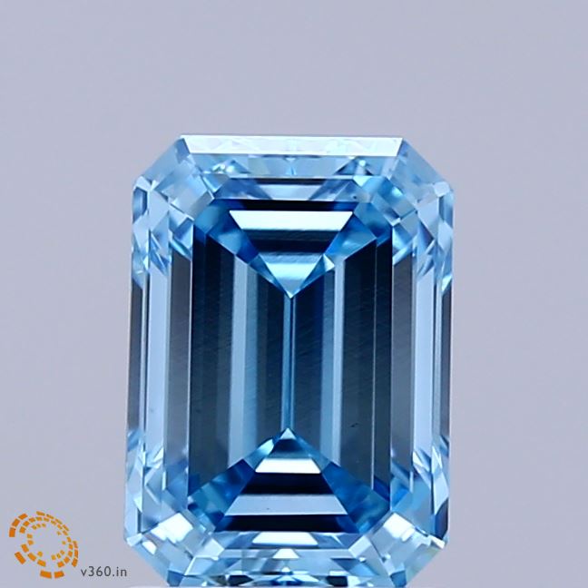1.88ct Emerald FANCY VIVID BLUE VS1 Lab Created Diamond
