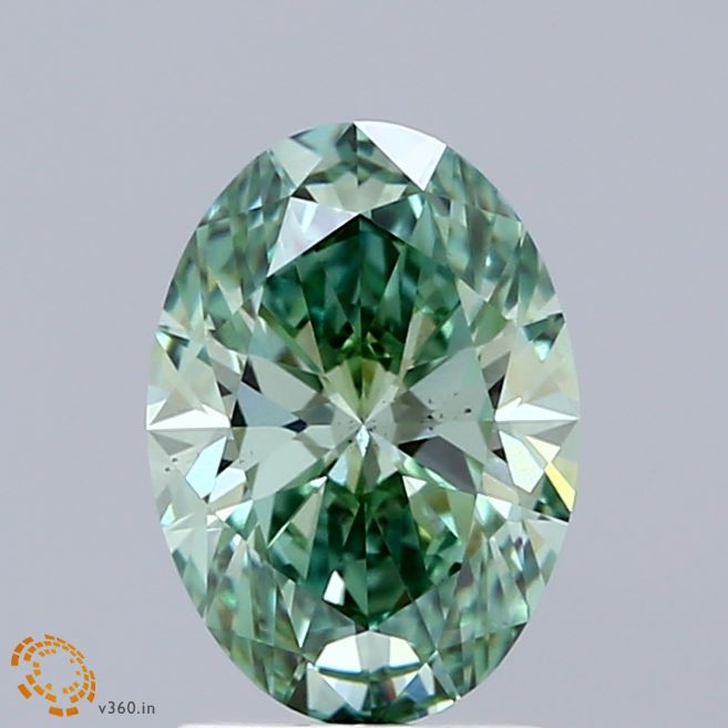 1.51ct Oval FANCY VIVID GREEN VS2 Lab Created Diamond