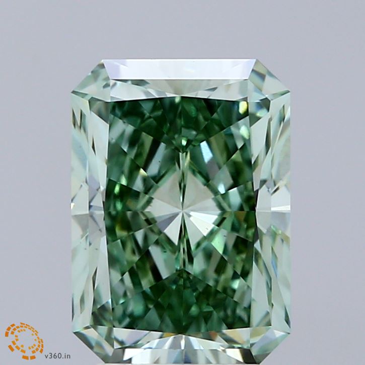 3.01ct Radiant FANCY VIVID GREEN VS1 Lab Created Diamond