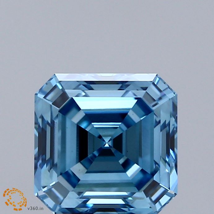 2.6ct Asscher FANCY VIVID BLUE VS1 Lab Created Diamond
