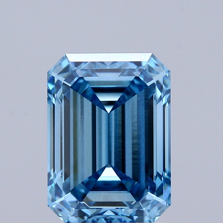 2.52ct Emerald FANCY VIVID BLUE VVS2 Lab Created Diamond