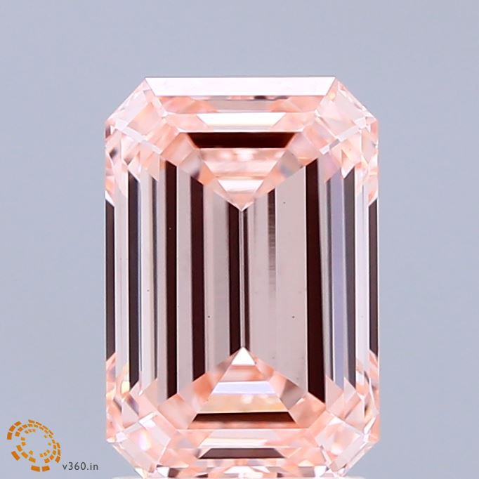 2.55ct Emerald FANCY INTENSE PINK VS1 Lab Created Diamond