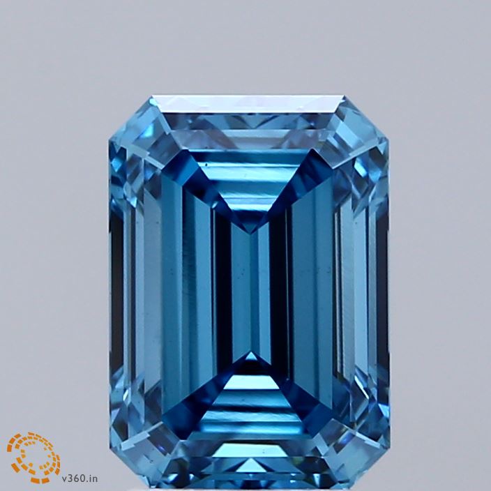 2.67ct Emerald FANCY VIVID BLUE VS1 Lab Created Diamond