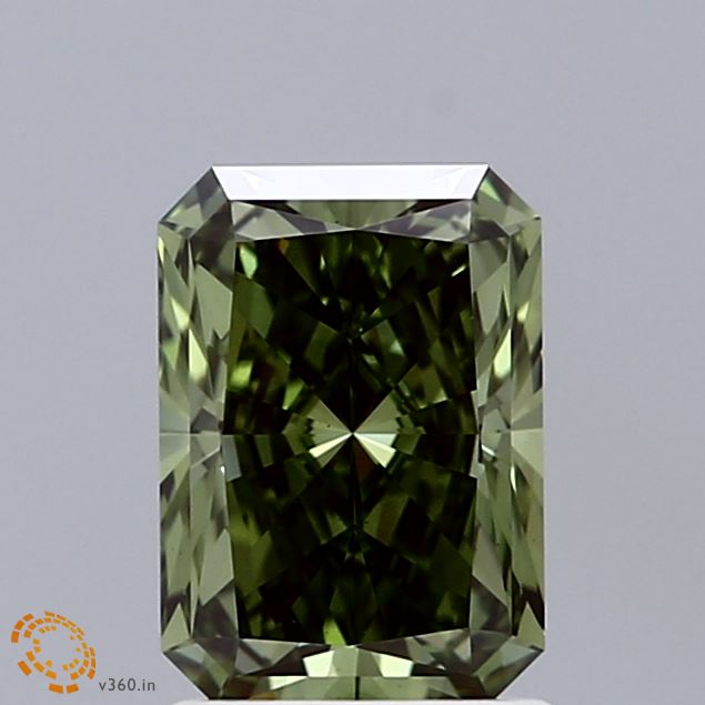 1.57ct Radiant FANCY VIVID GREEN VS1 Lab Created Diamond