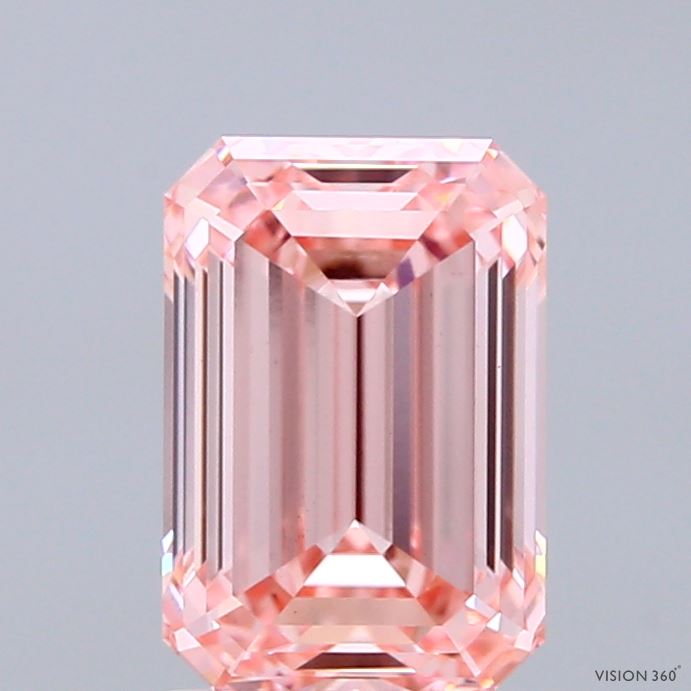 2.05ct Emerald FANCY INTENSE PINK VS1 Lab Created Diamond