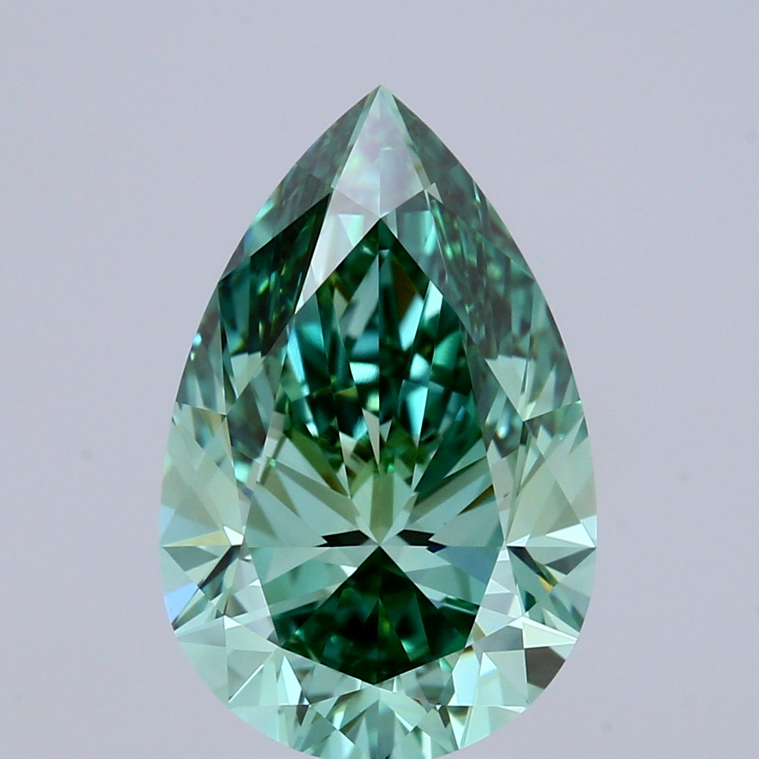 3.03ct Pear FANCY VIVID GREEN VVS2 Lab Created Diamond