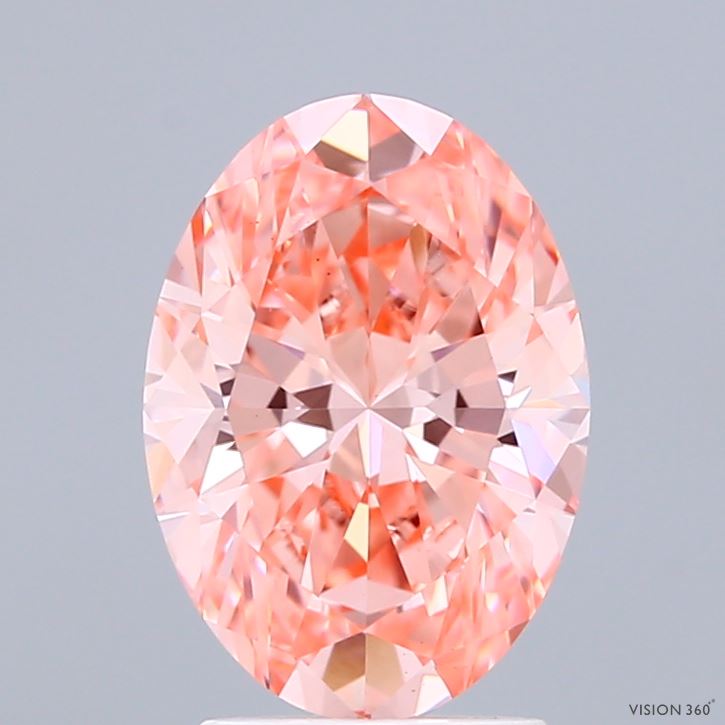 1.96ct Oval FANCY VIVID PINK VS1 Lab Created Diamond