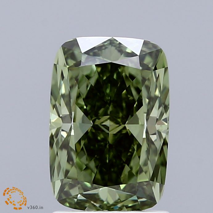 2.01ct Cushion FANCY VIVID GREEN VS1 Lab Created Diamond
