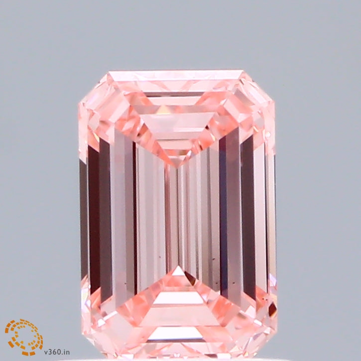 0.96ct Emerald FANCY VIVID PINK VS1 Lab Created Diamond