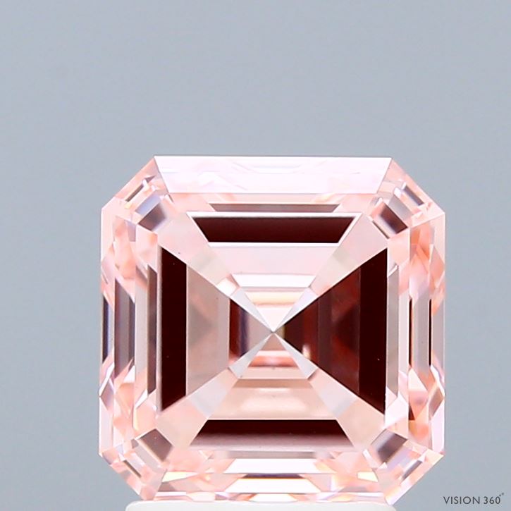 3ct Asscher FANCY INTENSE PINK VS1 Lab Created Diamond