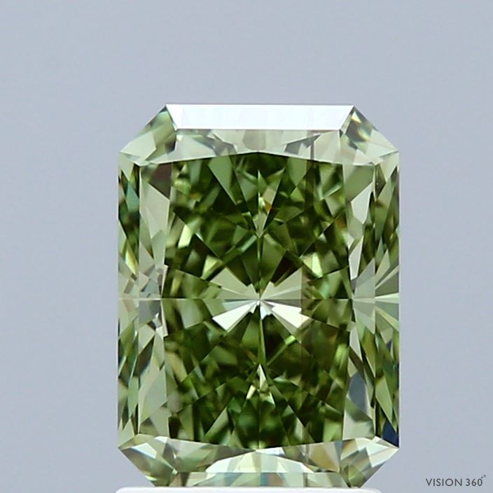 2.07ct Radiant FANCY VIVID GREEN VS2 Lab Created Diamond