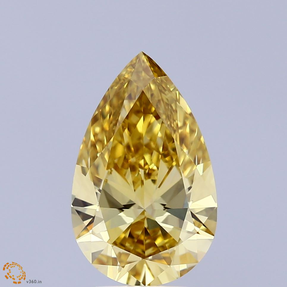 3ct Pear FANCY INTENSE YELLOW VVS2 Lab Created Diamond