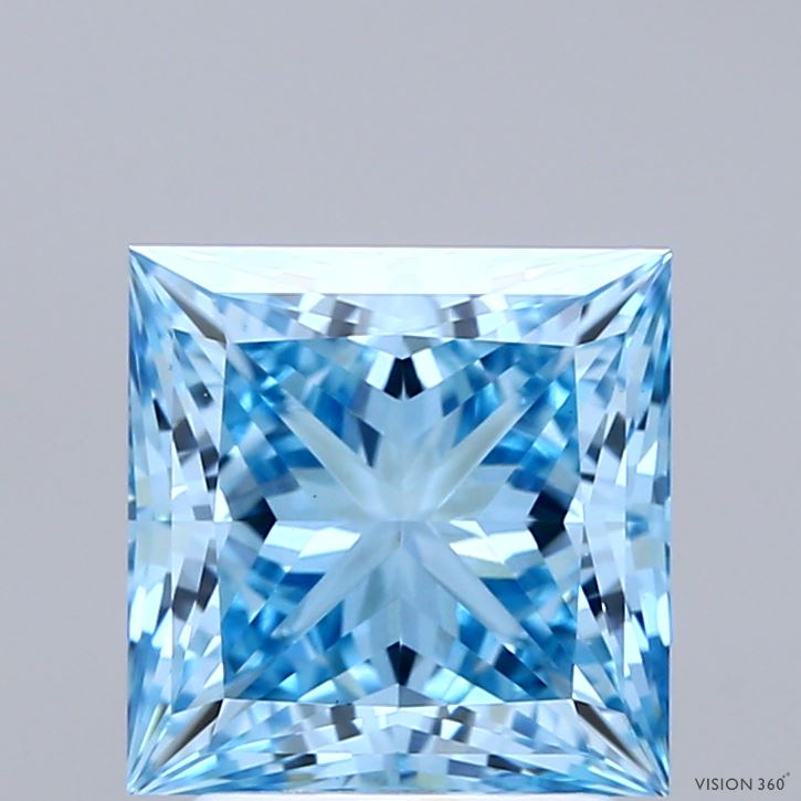 2.71ct Princess FANCY VIVID BLUE VS1 Lab Created Diamond