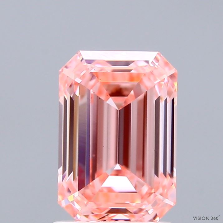 2.05ct Emerald FANCY VIVID PINK VS2 Lab Created Diamond