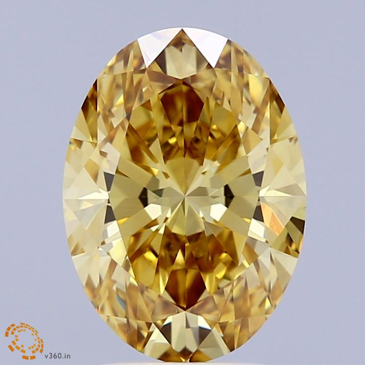 2.74ct Oval FANCY INTENSE YELLOW VVS2 Lab Created Diamond