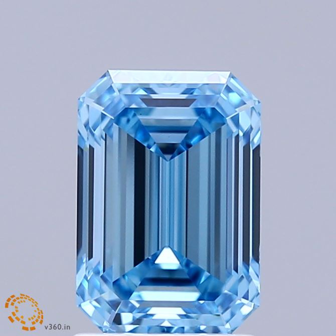 1.93ct Emerald FANCY VIVID BLUE VVS2 Lab Created Diamond