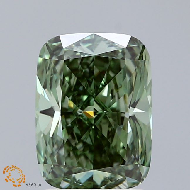 2.15ct Cushion FANCY VIVID GREEN VS1 Lab Created Diamond