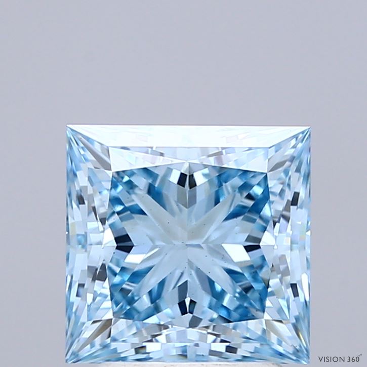 2.52ct Princess FANCY VIVID BLUE VS1 Lab Created Diamond