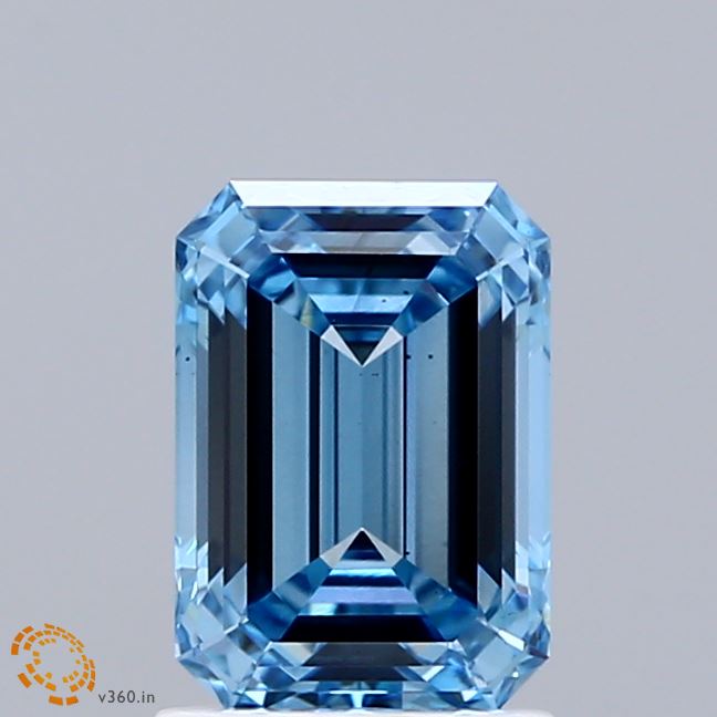 1.58ct Emerald FANCY VIVID BLUE VS2 Lab Created Diamond