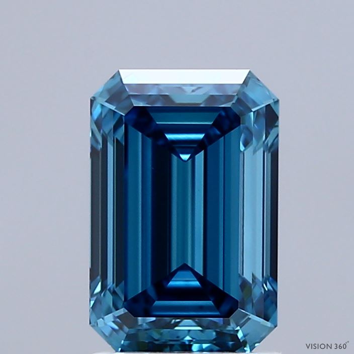 2.01ct Emerald FANCY VIVID BLUE VS1 Lab Created Diamond