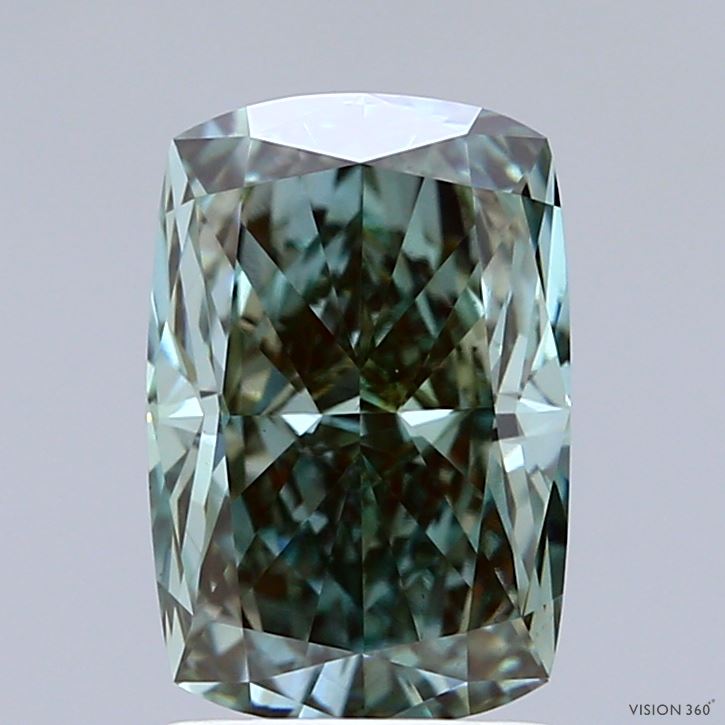2.32ct Cushion FANCY VIVID GREEN VS1 Lab Created Diamond