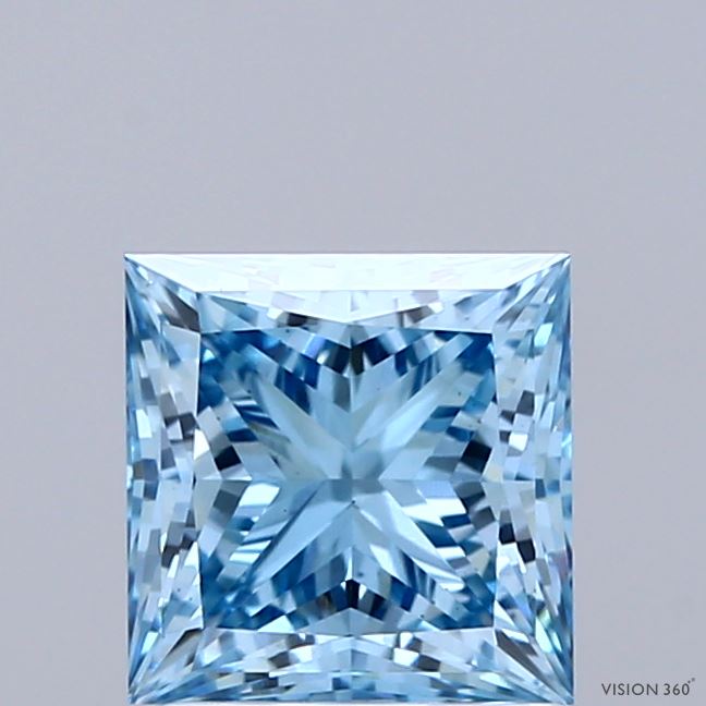 1.64ct Princess FANCY VIVID BLUE VS1 Lab Created Diamond