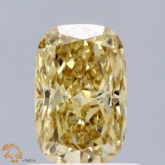 0.7ct Cushion FANCY INTENSE YELLOW VVS2 Lab Created Diamond