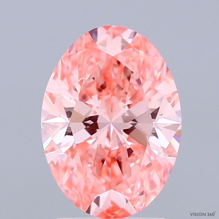 2.05ct Oval FANCY VIVID PINK VVS2 Lab Created Diamond