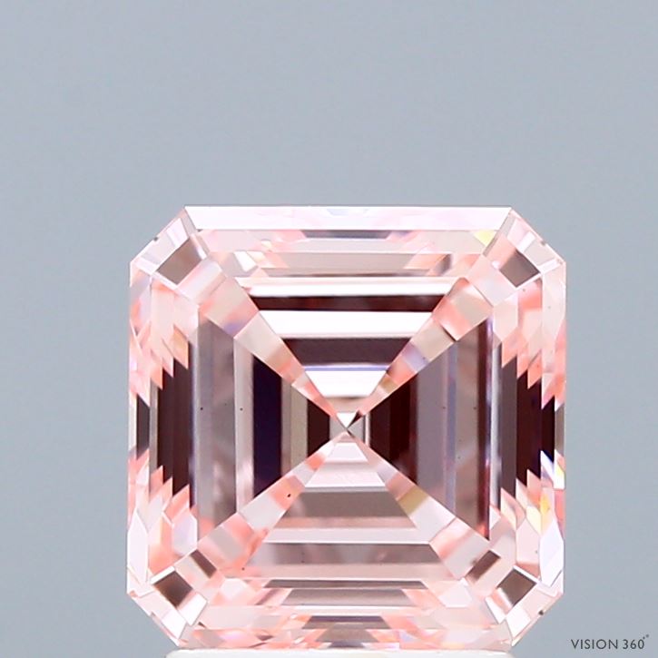2.57ct Asscher FANCY INTENSE PINK VS1 Lab Created Diamond