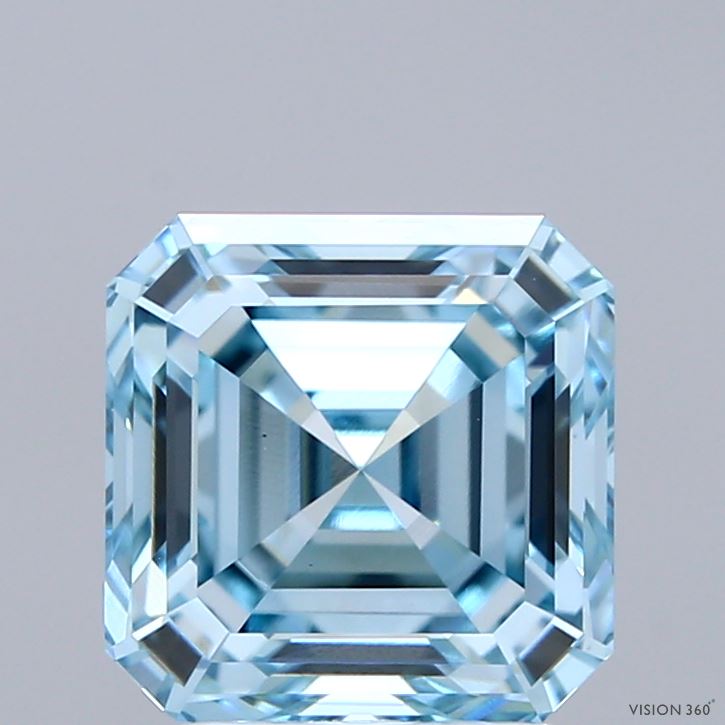 3.09ct Asscher FANCY INTENSE BLUE VS1 Lab Created Diamond