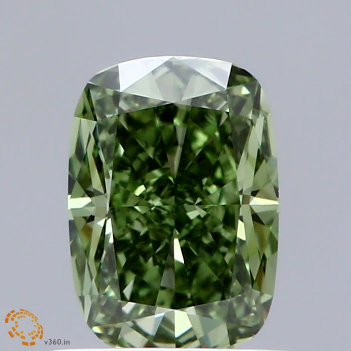 1ct Cushion FANCY VIVID GREEN VS1 Lab Created Diamond