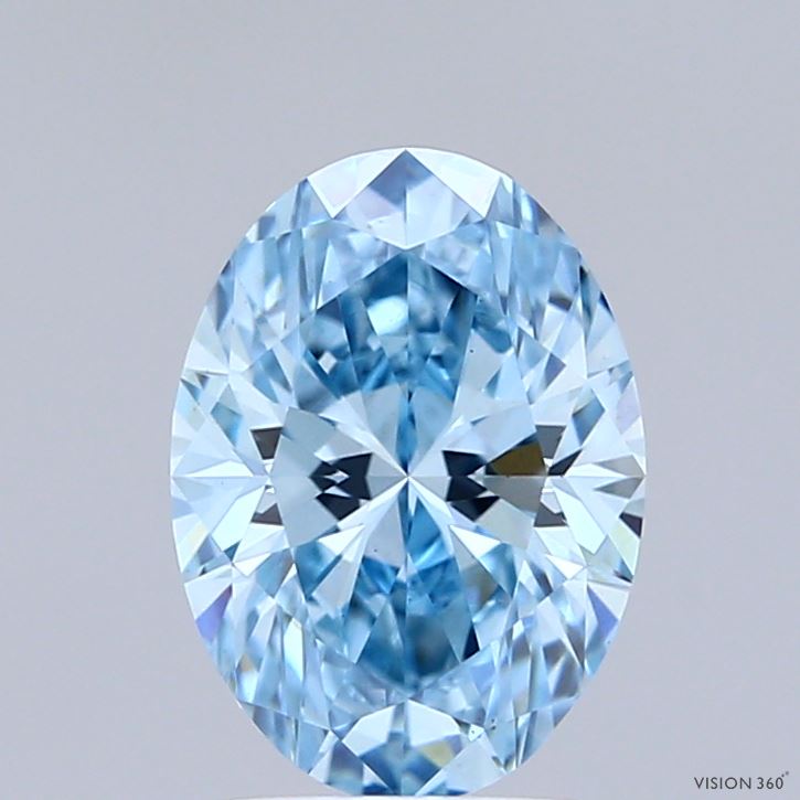 1.56ct Oval FANCY VIVID BLUE VS1 Lab Created Diamond