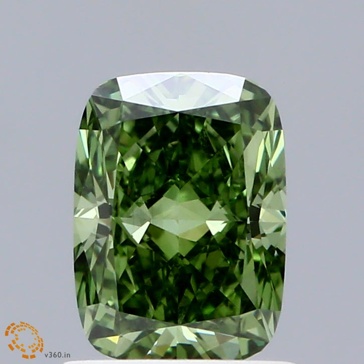 1.02ct Cushion FANCY VIVID GREEN VS1 Lab Created Diamond