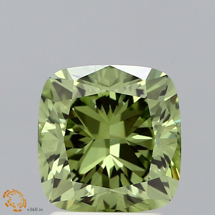 2.28ct Cushion FANCY VIVID GREEN VS1 Lab Created Diamond